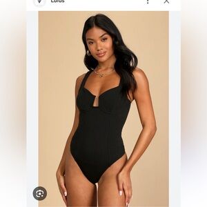 Astr the Label Black Ribbed bodysuit